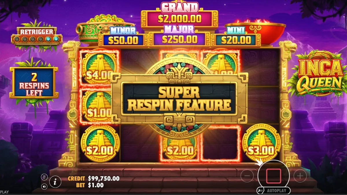 Interface do jogo Inca Queen em um dispositivo móvel